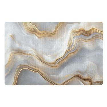 Imagem de ODAWA Tapete de porta branco mármore dourado entrada externa 81 x 50 cm tapete interno de borracha, tapete de lavanderia para entrada, sala de estar, varanda, cozinha