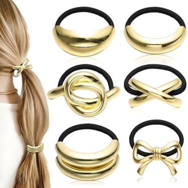 Imagem de 6 peças de laços de cabelo de metal - punho de rabo de cavalo de liga para mulheres com cabelo grosso, acessórios de cabelo elegantes para uso diário e presentes