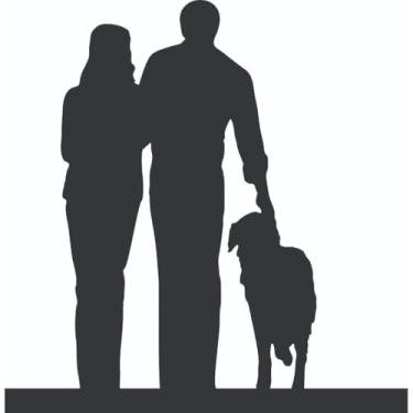 Imagem de Enfeite Decorativo de Mesa Silhueta Família em MDF para Sala Quarto Escritório Decoração Moderna (Casal com cachorro SL-F38)