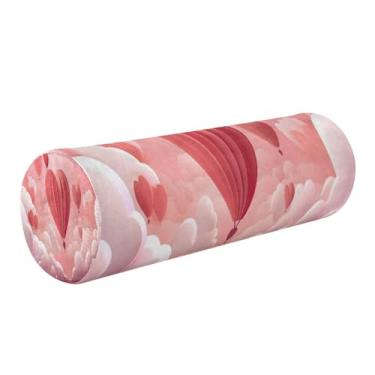 Imagem de Wassud Balão em forma de coração (4) travesseiro de pescoço para viagem cervical travesseiro redondo de espuma viscoelástica para alívio da dor no pescoço no ombro