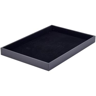 Imagem de Beebeecraft Bandeja de joias de veludo para gavetas, bandejas pretas cobertas de madeira, bandeja organizadora de joias empilhável para colar, pulseira, anel de relógio