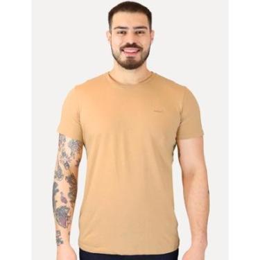 Imagem de Camiseta Colcci Masculina Slim Back To Basics Orange Logo Bege-Masculino