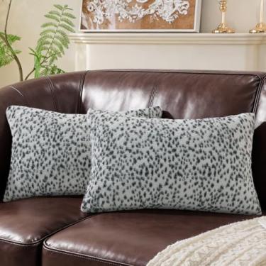 Imagem de SYSLOON Conjunto de 2 capas de almofada com estampa de guepardo, 50 x 30 cm, estampa de leopardo, decoração de casa, sofá e cama, cinza claro