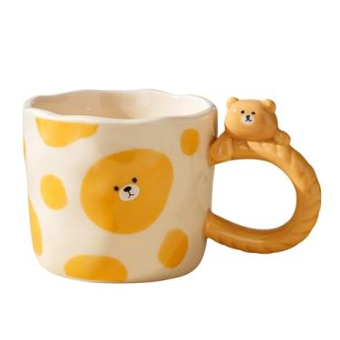 Imagem de Caneca de cerâmica animal em relevo de urso de desenho 3D - estatueta esculpida feita à mão de 425 g xícara de café fofa, presente exclusivo para aniversário, Natal