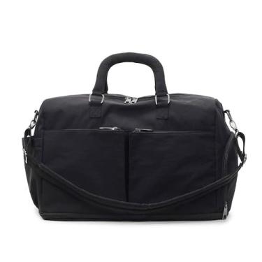 Imagem de Bolsa de ginástica para homens e mulheres, bolsa de viagem expansível com compartimento para sapatos e molhados, bolsas impermeáveis para esportes, fitness, treino, viagens, Preto, Tendência