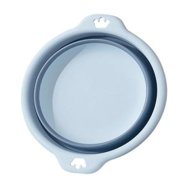 Imagem de Lavatório dobrável, balde de lavagem dobrável redondo para limpeza com 1 gancho, banheira de lavar portátil para viagem ao ar livre, lavatórios para lavanderia, trailer, acampamento, viagem, marinho