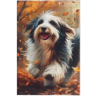 Imagem de Quebra-cabeças de outono com estampa de cachorro fofo para adultos, 500 peças, arte, brinquedo, pintura, quebra-cabeças legais para adultos, presentes de jogos personalizados, amigos, família, 52 x