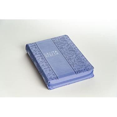 Imagem de Biblia Para Mujer Reina Valera 1960 con Letra Grande tamano manual 12 puntos Cierre Indice Semil piel color Morado Floral