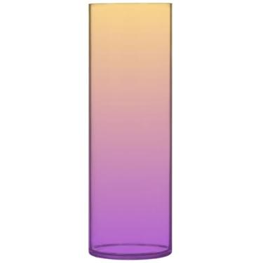 Imagem de Vaso cilíndrico gradiente de orquídea escura amarela para mesa vasos altos de plástico decorativos fofos vasos exclusivos personalizados para decoração de casa, 30 cm x 9,9 cm