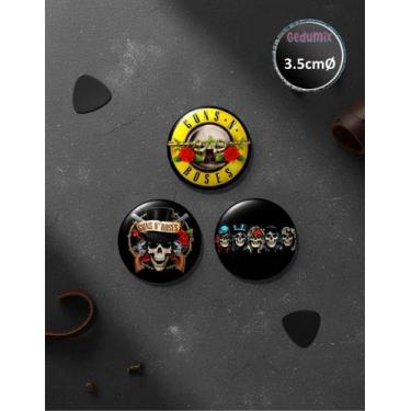 Imagem de Botton GEDUMIX Guns N' Roses Rock 1.0 - 3 Peças, 3.5cmØ Ímã