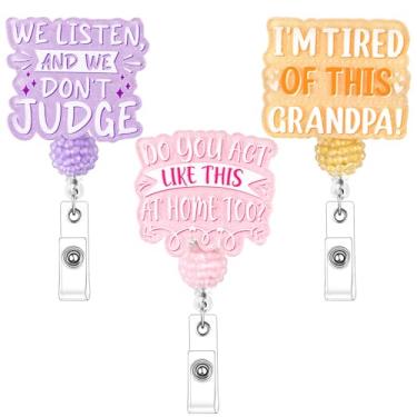 Imagem de Pacote com 3 carretéis retráteis para crachá de enfermeira com clipe jacaré, porta-cartão de identificação para professores, escritório, estudante