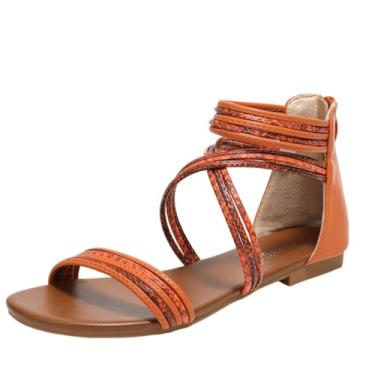 Imagem de Pantufas femininas de boca de peixe com salto cunha para uso doméstico e leve ao ar livre, material macio e confortável, Laranja, 36