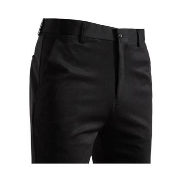 Imagem de Calças Casuais Slim Fit Em Caqui Para Homens Com Cintura Elástica Moda