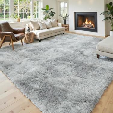 Imagem de Tapetes de área 25,5 x 35,5 cm, sala de estar, tapete felpudo macio, tapete de cabeceira, tapetes grandes para quarto, crianças, meninas, meninos, decoração de casa, antiderrapante (25 x 35, cinza