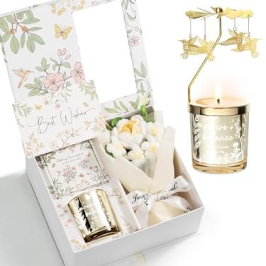 Imagem de Presentes de Natal para mulheres, mãe, amiga, irmã, presentes de aniversário exclusivos para mulheres, namorada, esposa, filha, velas de Natal, beija-flor, conjunto de velas perfumadas giratórias para