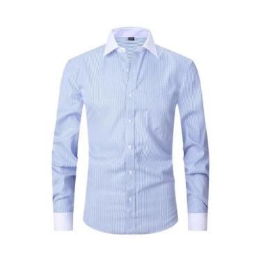 Imagem de Camisa Social Masculina Branca Clássica Com Punho Francês, Manga Longa