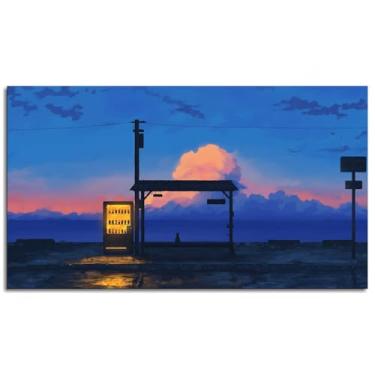 Imagem de Pôr do sol arte de parede gatos impressão em tela silhueta pôster para casa conjunto de 1 decorações não ramificadas 33.0 cm x 20.3 cm