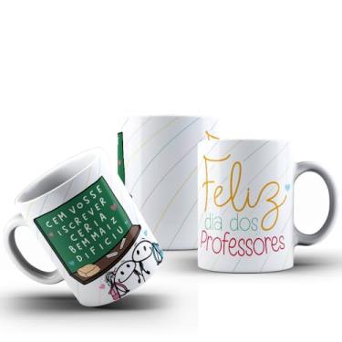Imagem de Caneca Aluno Frase Feliz Dia Dos Professores Porcelana 325ml