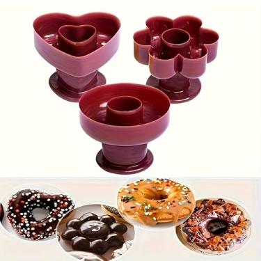 Imagem de Conjunto de assadeiras antiaderentes para rosquinhas - coração/flor/formas redondas, ferramenta de cozimento DIY fácil, perfeita para refeições leves, caixas de bento e piqueniques