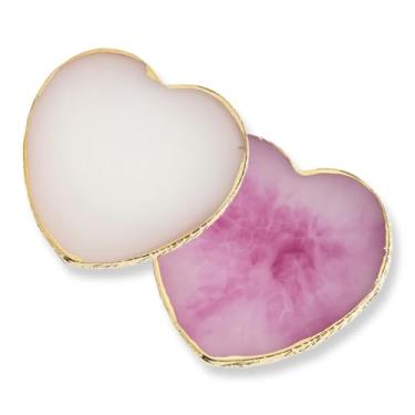 Imagem de 2 peças de bandeja de mistura de pintura de unhas com borda dourada, placa de exibição para design de unhas, ferramentas de manicure (em forma de coração)