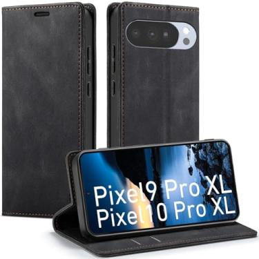 Imagem de Capa carteira para Google Pixel 9 Pro XL/10 Pro XL com suporte para cartão [bloqueio RFID] suporte magnético, capa flip de couro macio para Google Pixel 9 Pro XL/10 Pro XL de 6,8 polegadas (preto)