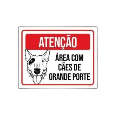 Imagem de Placa Atenção Área Cães Grande Porte Pitbull 18X23 - Sinalizo.Com