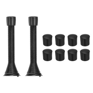 Imagem de PATIKIL 2 batentes de porta, batente de porta de mola de 9,5 cm, protetor de parede de metal, batente de porta para home office shopping center para proteger a porta da parede, preto com ponta de