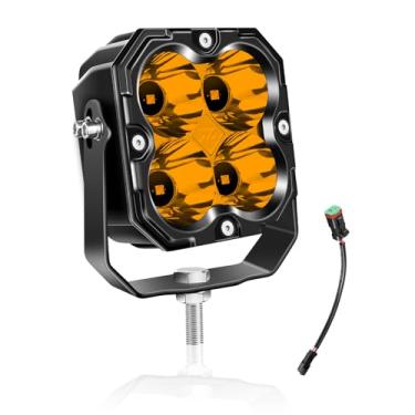 Imagem de Willpower Luz de trabalho LED de 10,9 cm, 30 W, 3000 lm, luzes quadradas off-road, luzes de neblina de 12 V 24 V, para carro, veículo, caminhão, 4 x 4, barco trator, âmbar 3000K, farol à prova d'água