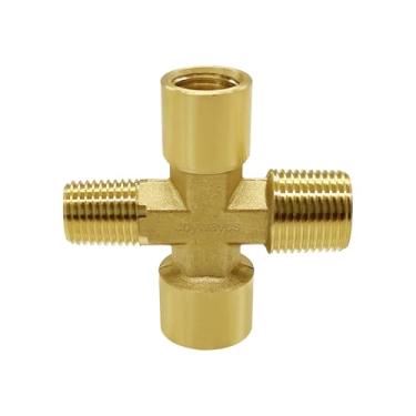 Imagem de Joywayus Latão 1/10.2 cm NPT fêmea x macho para 3/20.3 cm NPT fêmea x macho adaptador de encaixe de tubo conector acoplador de tubo água gás óleo
