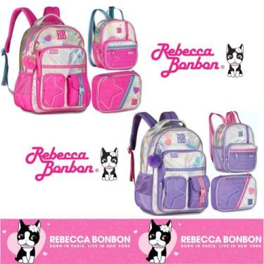 Imagem de Kit Mochila de Costas Grande Holográfica Oficial Rebecca Bonbon Lanche