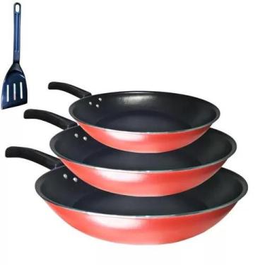 Imagem de Kit Frigideiras Grande 3 Peças Tamanho 26cm, 24cm e 22cm Color Antiade