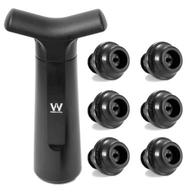 Imagem de Kit Bomba a Vácuo e Rolhas Para Garrafas de Vinho Com Datador Aumenta a Vida Util e Sabor do Vinho Wine & Companhia (Único, Rolhas, 6)