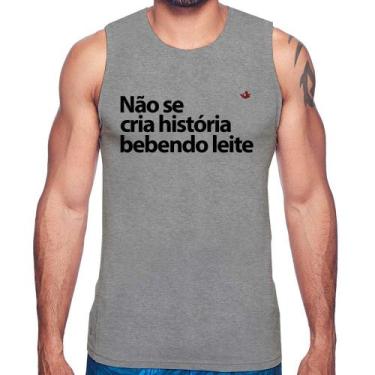 Imagem de Regata Não se cria história bebendo leite - Foca na Moda, Cinza, GGG