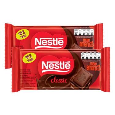Imagem de Kit 2 Chocolate Nestlé Classic Meio Amargo 80g