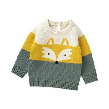 Imagem de Suéteres De Malha Para Bebês Com Listras, Tops De Raposa, Pulôver De M