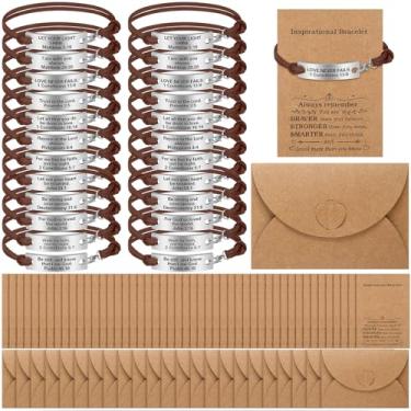 Imagem de Bucherry Pacote com 24 pulseiras bíblicas, presentes cristãos, versículo bíblico, para mulheres e homens, com vales-presente religiosos, envelopes gravados com versículo inspirador