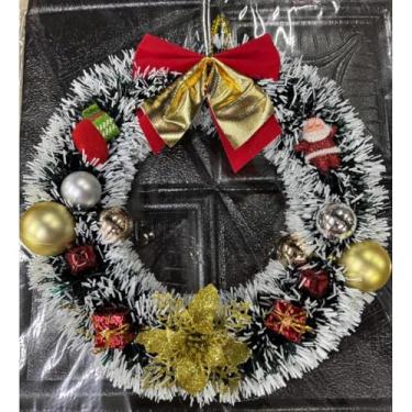 Imagem de Guirlanda de Natal com Bolas Nevada e Verde - 3 Tamanhos (25/30/35cm), Enfeite Festivo para Porta, Sala e Ambientes Natalinos Acolhedores (nevada enfeitado com bolas,35 cm)