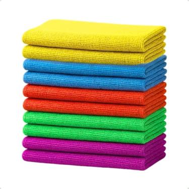 Imagem de Kit 10 Panos de Chão Xadrez Branco Flanela Microfibra Grande 70x40cm para Limpeza Doméstica e Uso Diário (Pano Microfibra,10 Panos)