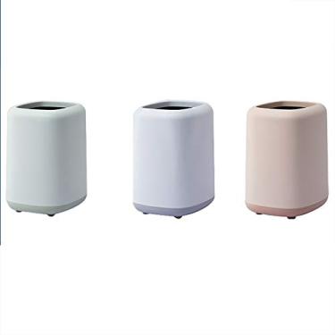 Imagem de Caixote do lixo caixote do lixo oval plástico dupla camada portátil recipiente de lixo banheiro cozinha escritório casa dormitório quarto crianças 12L/3,1 galões caixote do lixo (cor: verde + rosa