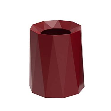 Imagem de Lixeira criativa de aço inoxidável tipo pedal doméstico lata de lixo com capa simples e elegante caixote de lixo estreito 10L/2,6 galões Lixeira de cozinha (cor: preto) (vermelho)