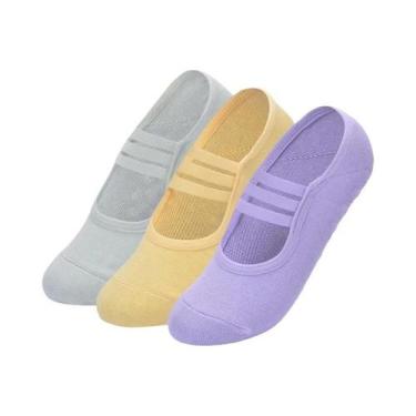 Imagem de Meias De Yoga, Pilates E Dança Femininas Antiderrapantes, 3 Pares, Res