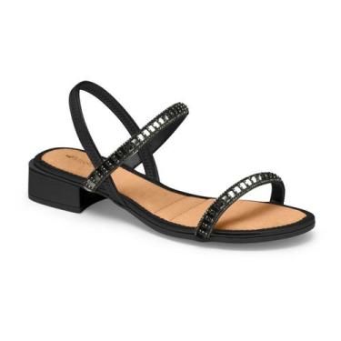 Imagem de Sandália Feminina Salto Baixo Mississipi Preta, Preto, 35