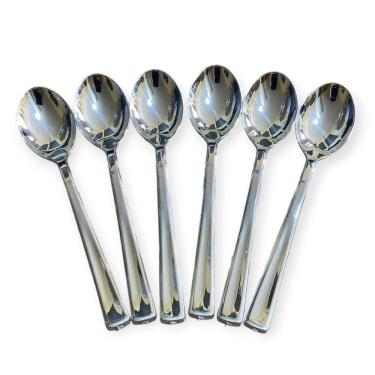 Imagem de Kit 24 Colheres Sobremesa Luxo Plástico 12.8Cm Prata Festa