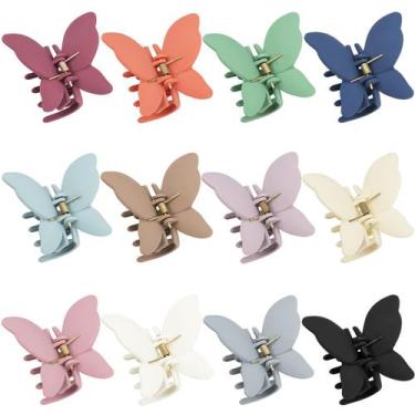 Imagem de Clipes de cabelo Butterfly Claw Messen 6,8 cm 12 cores 12 unidades