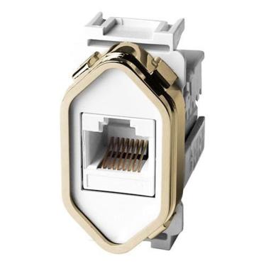 Imagem de Modulo Rj45   Internet   - Dicompel Novara Branco Gold