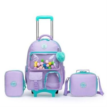 Imagem de Kit Infantil Mochila De Rodinhas + Estojo + Lancheira Menina-Feminino