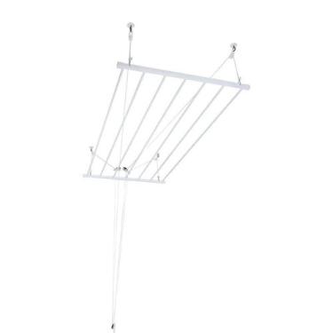 Imagem de Varal De Teto Tradicional 140cm X 76cm Com 10 Varetas Branco - Bueno V