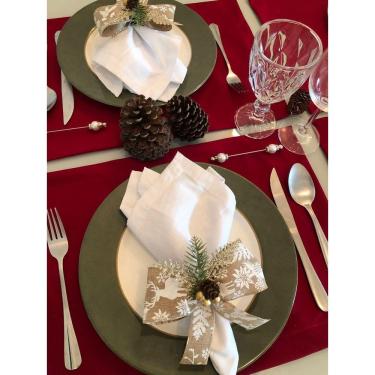 Imagem de Mesa Posta 16Lugares Jogo Americano Guardanapo Natal Decora