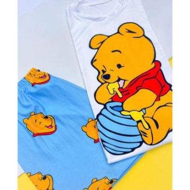 Imagem de Pijama Baby Doll Manga Curta Personagens Ursinho pooh-Feminino