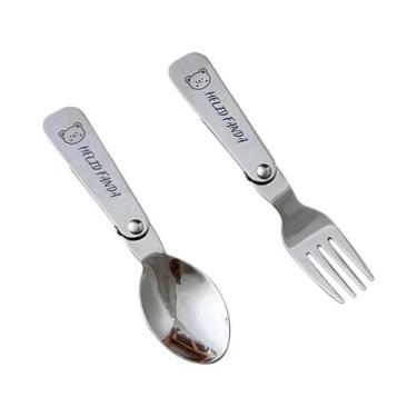 Imagem de Conjunto De Garfo E Colher Portátil De Aço Inoxidável Para Piquenique 
